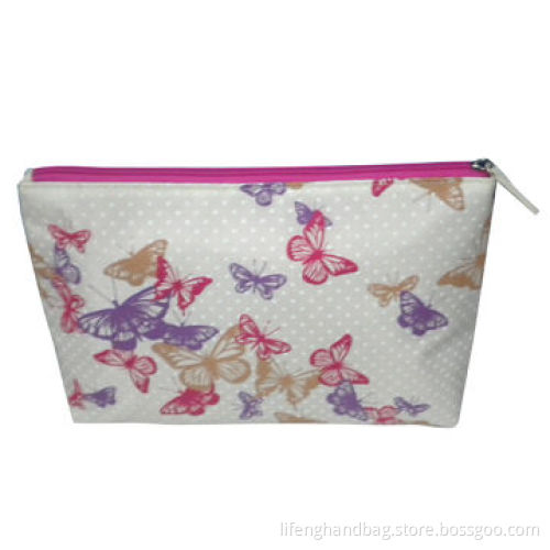 Cosmetic Clutch Handbag, Made of Twill Fabric, Butterflies Pattern